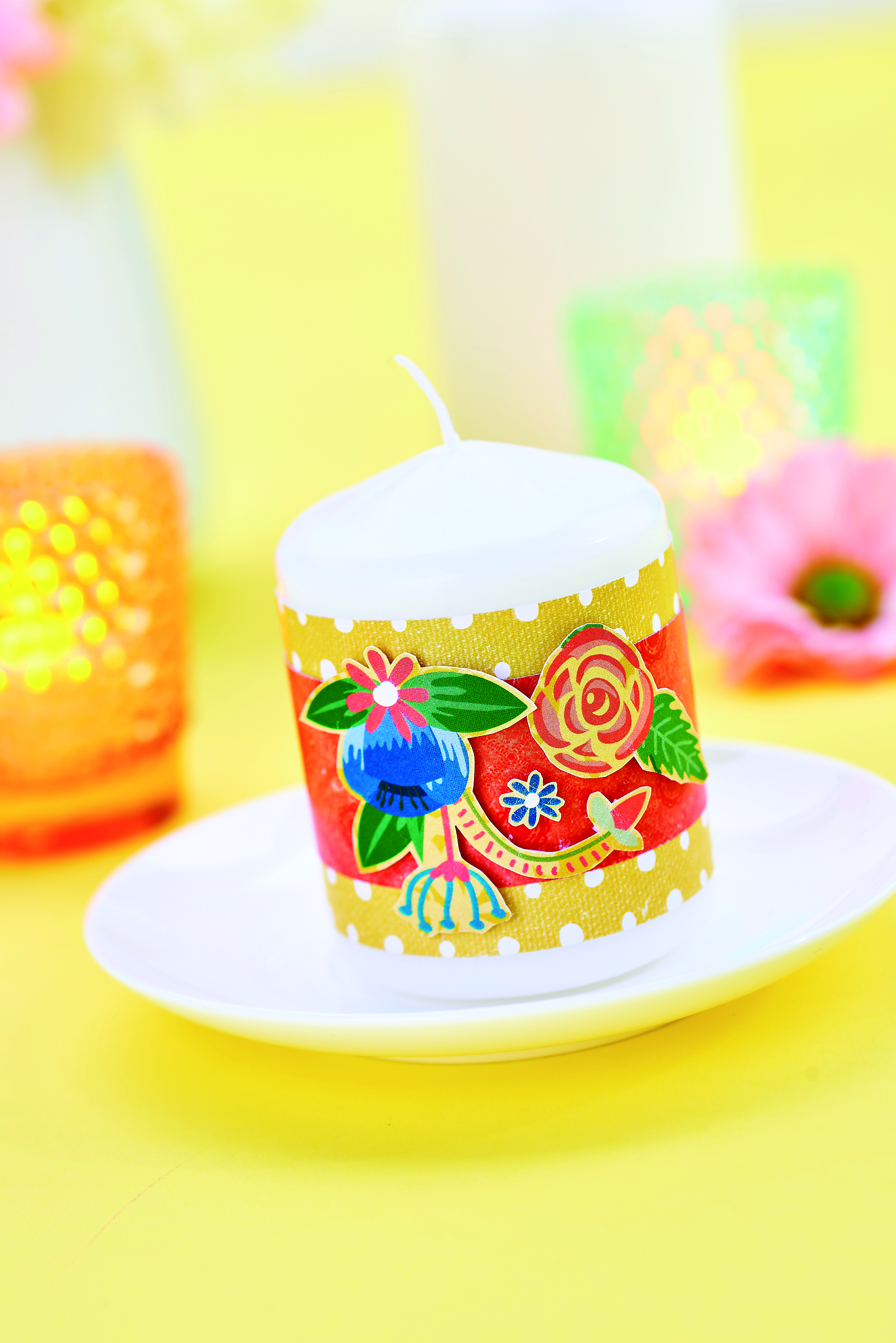 Floral Paper Candle Wrap